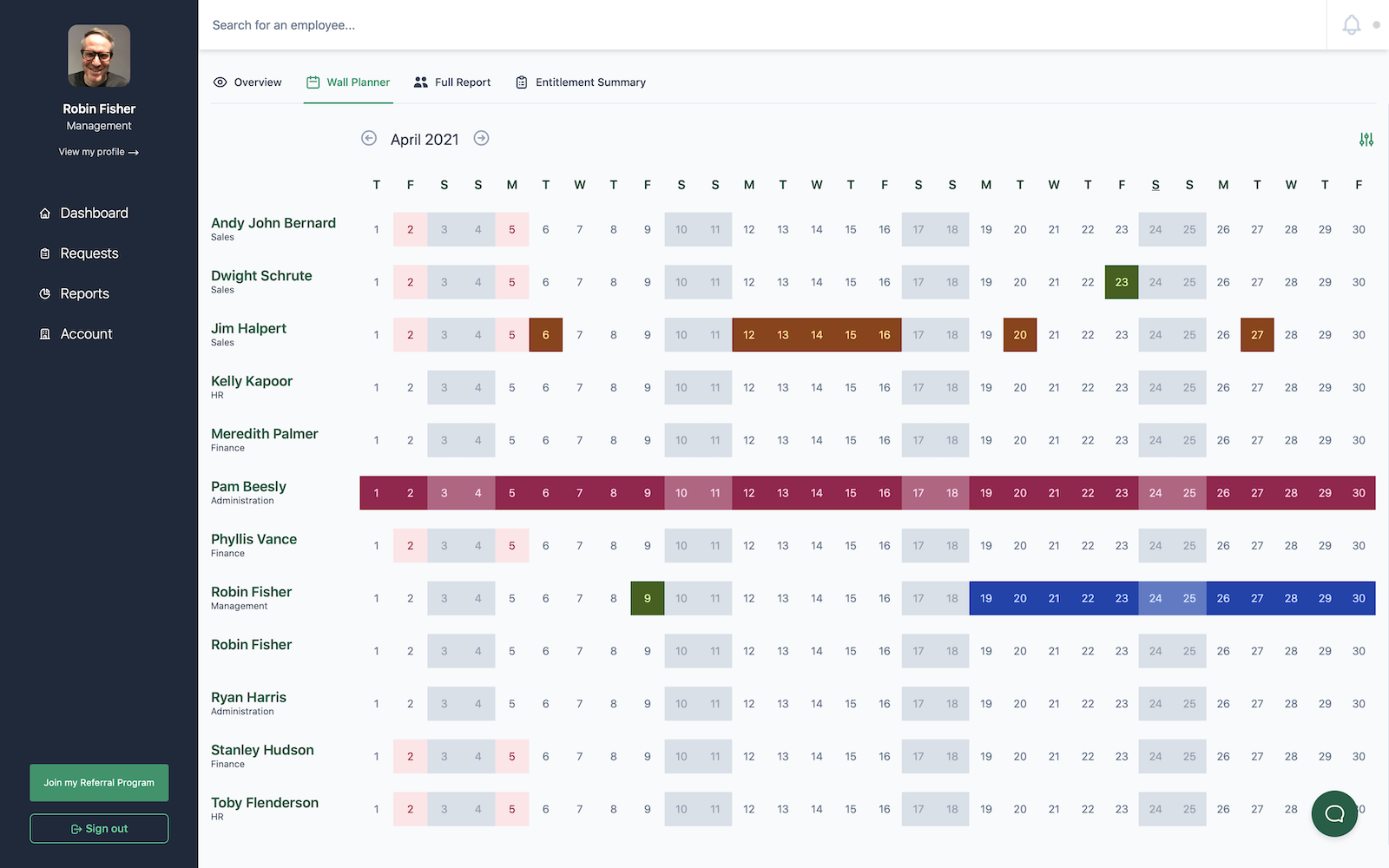 Microsoft Excel Staff Holiday Planner